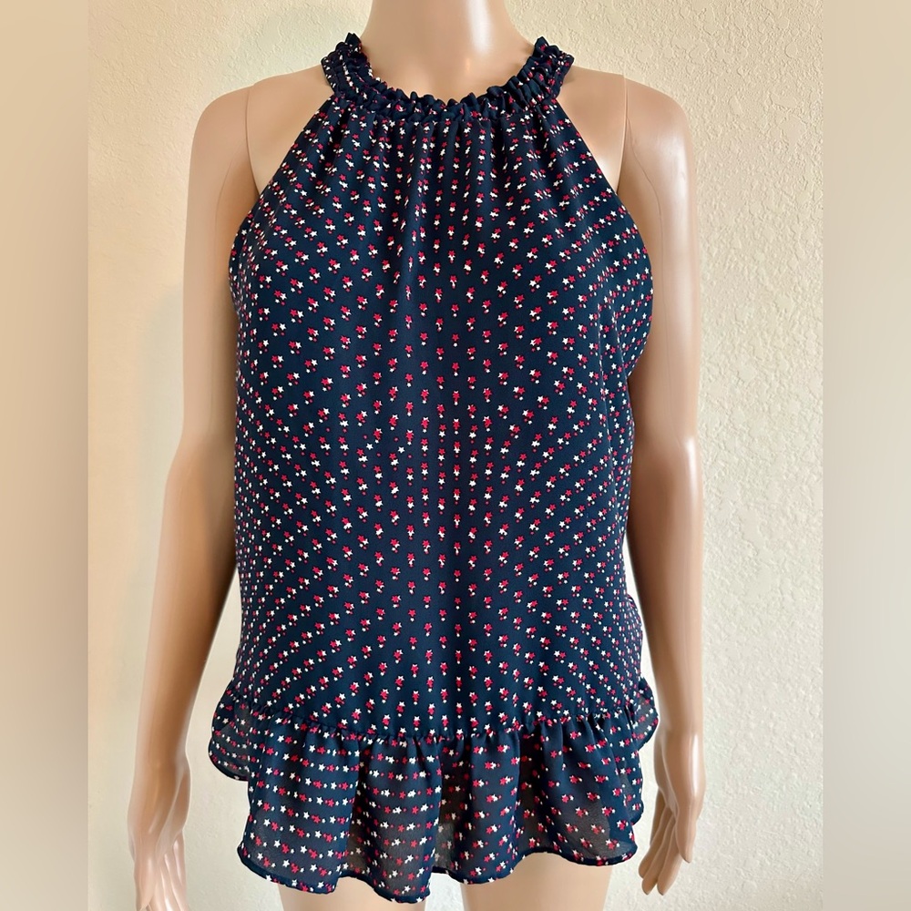 Tommy Hilfiger Star Print Black Top Size XS